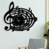 Müzik Temalı Dekoratif Ahşap Duvar Saati