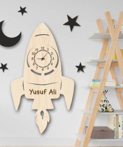 Uzay Roket Çocuk Odası Duvar Saati