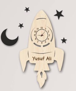 Uzay Roket Çocuk Odası Duvar Saati