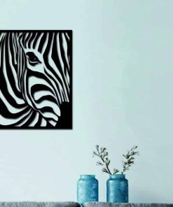 Zebra Figürlü Dekoratif Ahşap Tablo