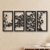 Ağaç Tasarım 4 Parçalı Ahşap Dekoratif Tablo
