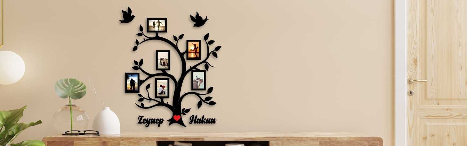 Ağaç Tasarım Dekoratif Ahşap Çerçeve ve Duvar Dekoru Banner