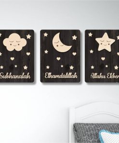 Çocuk Odası Dekoratif İslami 3'lü Tablo Seti