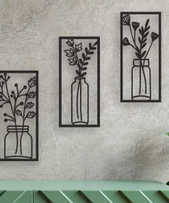 Saksı Çiçek 3'lü Dekoratif Tablo