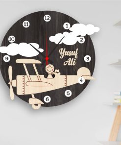 İsme Özel Erkek Pilot Çocuk Odası Duvar Saati