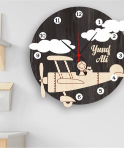 İsme Özel Erkek Pilot Çocuk Odası Duvar Saati