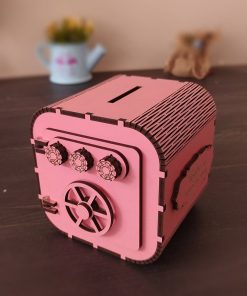 Şifre Mekanizmalı İsme Özel Ahşap Kumbara Pembe