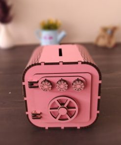 Şifre Mekanizmalı İsme Özel Ahşap Kumbara Pembe