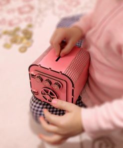 Şifre Mekanizmalı İsme Özel Ahşap Kumbara Pembe