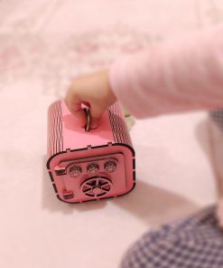 Şifre Mekanizmalı İsme Özel Ahşap Kumbara Pembe