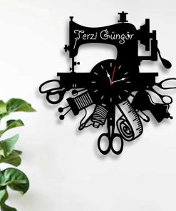Terzi, Moda Evi, Dikim Evi Dekoratif Ahşap Duvar Saati