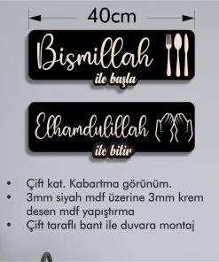 Bismillah ile Başla, Elhamdülillah ile Bitir, İslami Duvar Dekoru, Mutfak Duvar Dekoru