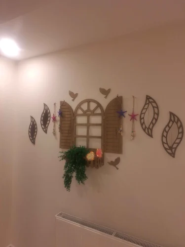 Yaprak Tasarım Aynalı 2'li Duvar Dekoru photo review